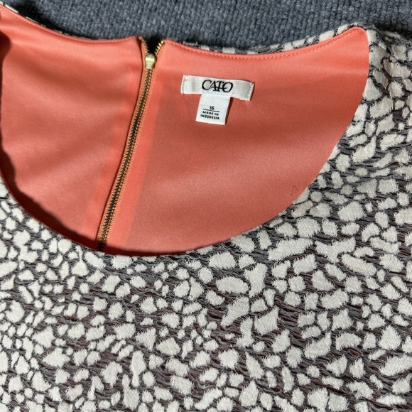 Cato Womens Multicolor Round Neck Back Zip Cap Sleeve Overlay Sheath Dress Sz 16 - Picture 4 of 8